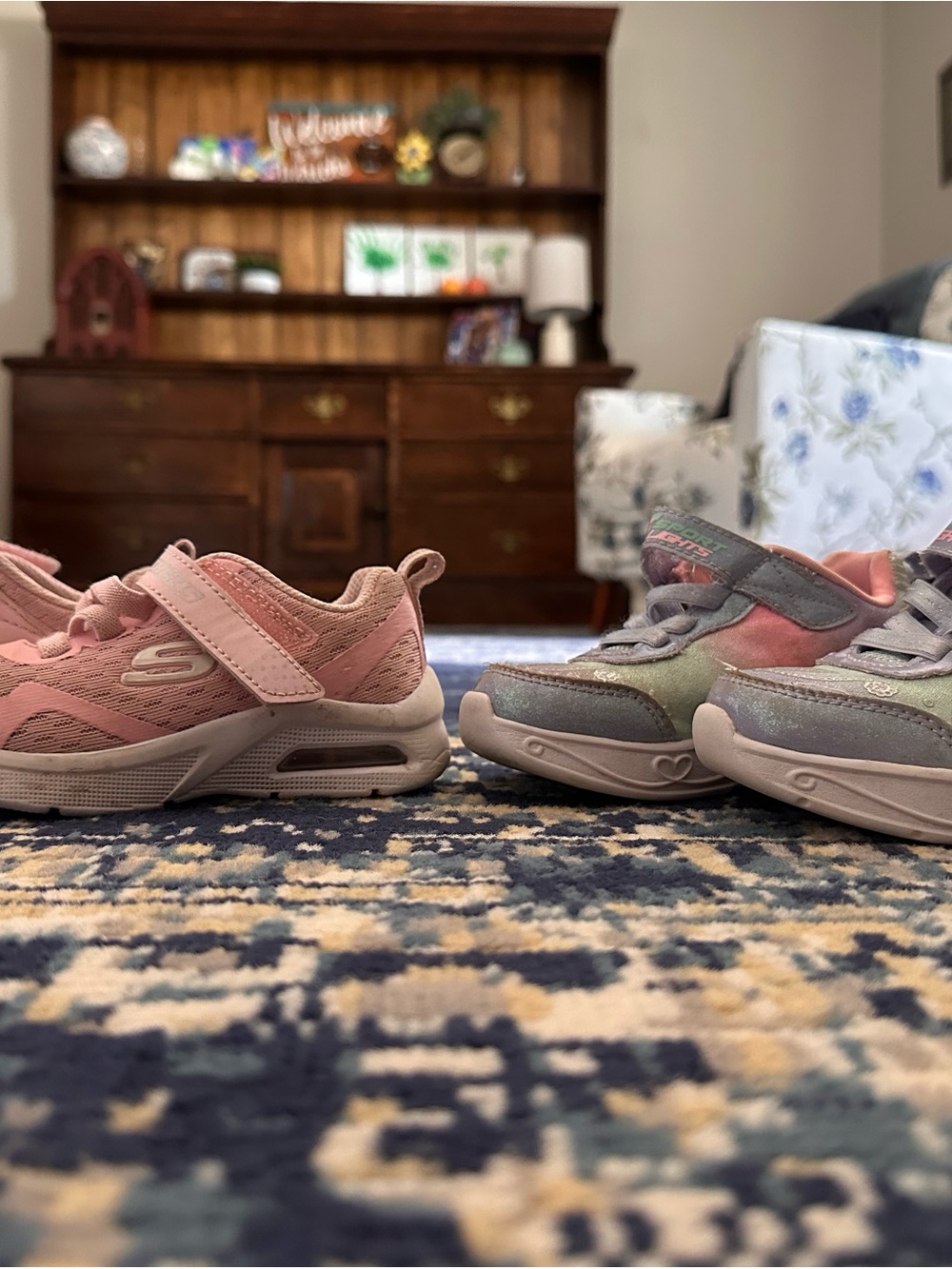 Skechers Kids Pink Hook-and-Loop Athletic Sneakers